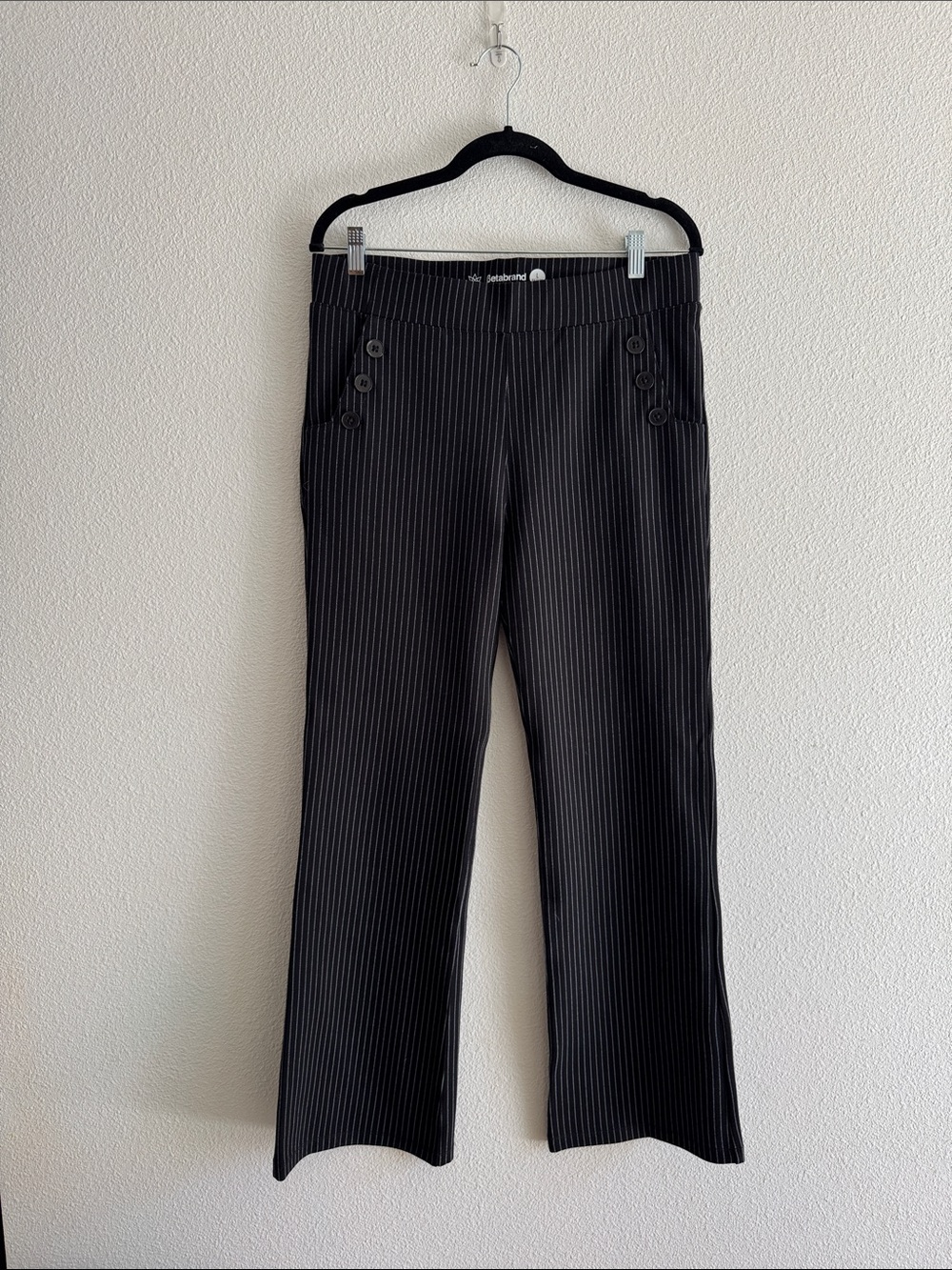 Betabrand Black Pinstripe Trousers
